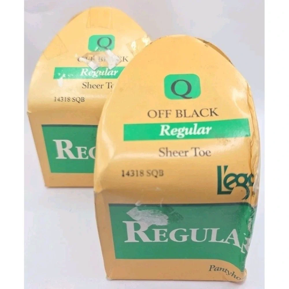 2 Vintage L'eggs Day Sheer Regular Pantyhose In Off Black Size Q